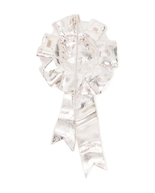 The Ouze White Rosette Brooch for men