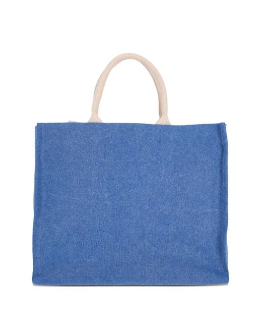 Marni Blue Logo-Detail Tote Bag