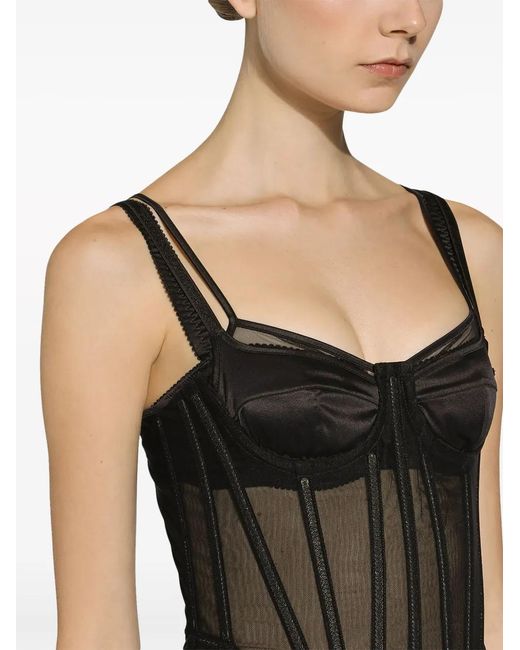 Dolce & Gabbana Black Sheer Cotton Bustier Dress