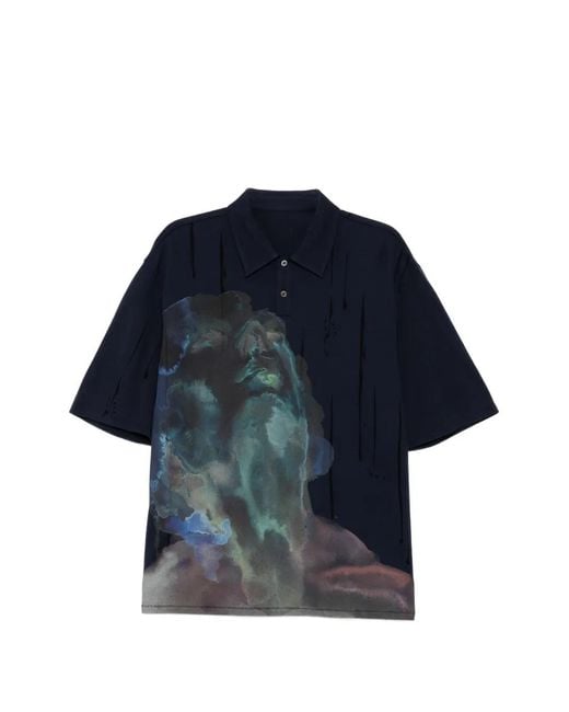 CROQUIS Blue Graphic-Print Polo Shirt for men