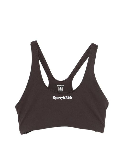 Sporty & Rich Black Logo-Print Bra