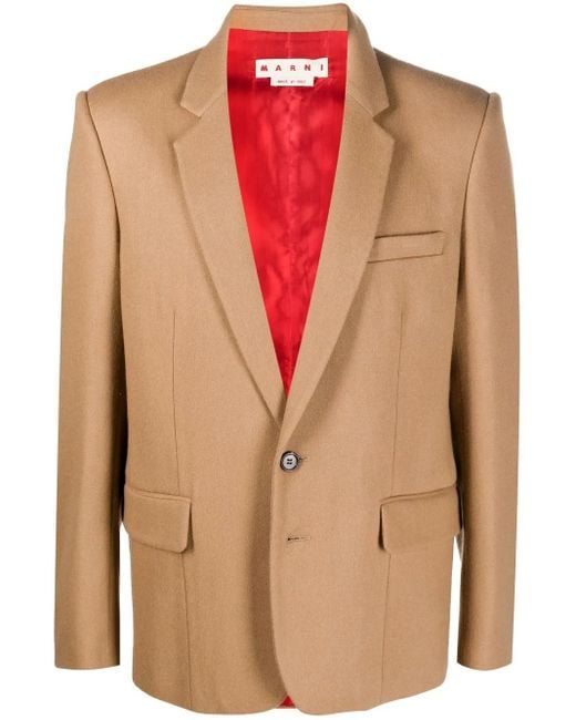 Marni Brown Buttoned Single-Breasted Blazer for men