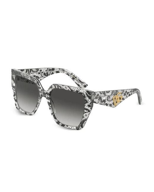 Dolce & Gabbana Black Lace Geometric Sunglasses