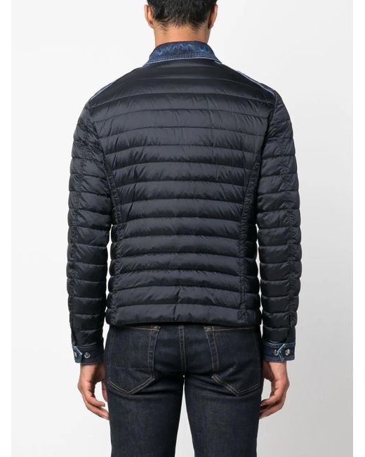 Moorer Blue Crespi Padded Shirt Jacket for men