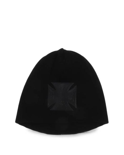 Vetements Black Cross-Patch Beanie Hat for men
