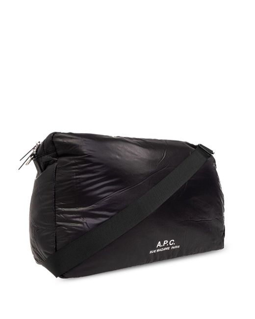 A.P.C. Black Logo-print Padded Shoulder Bag for men