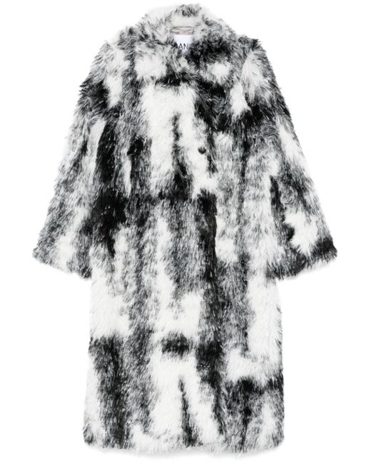 Ganni Gray Faux-Fur Coat