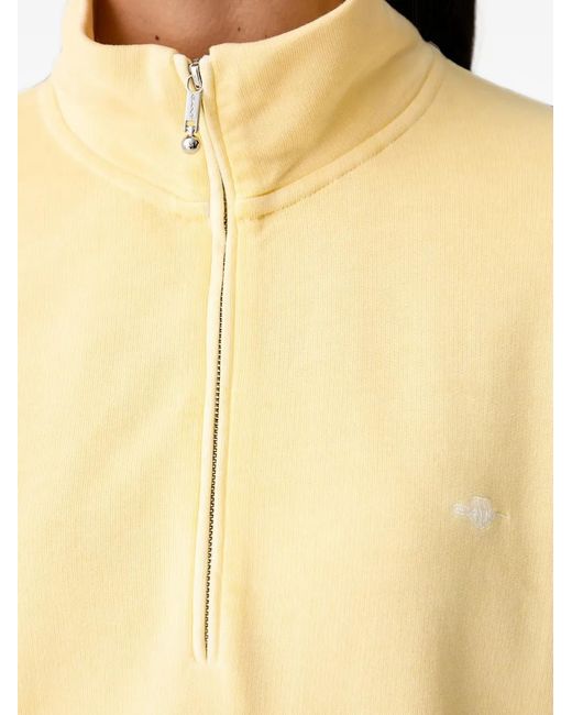 Gant Natural Quarter-Zip Logo-Embroidered Sweater