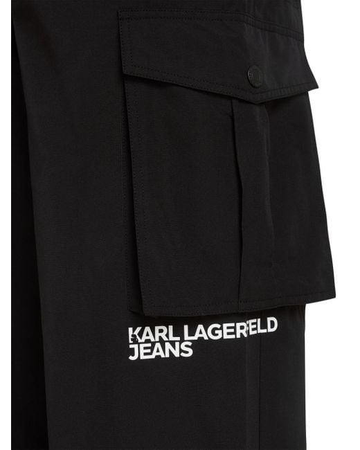 メンズ Karl Lagerfeld ロゴ カーゴパンツ Black