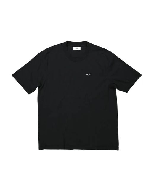 NN07 Black Logo-Embroidered T-Shirt for men