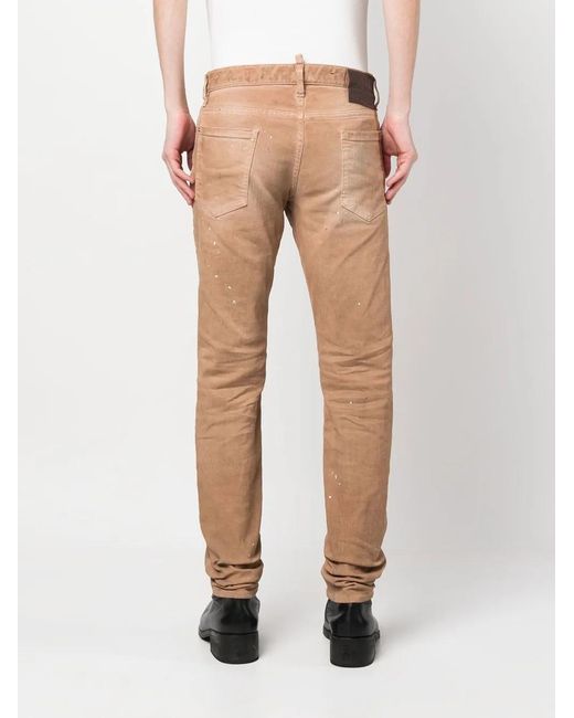 DSquared² Natural Paint Splatter Skinny Jeans for men