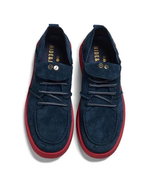 HIDE & JACK Blue Textured Platform Sneakers