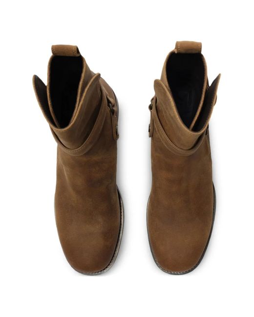 Burberry Brown Waxed Suede Ledger Boots​ for men
