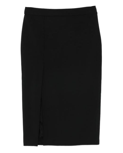 Dondup Black Side-Split Pencil Midi Skirt