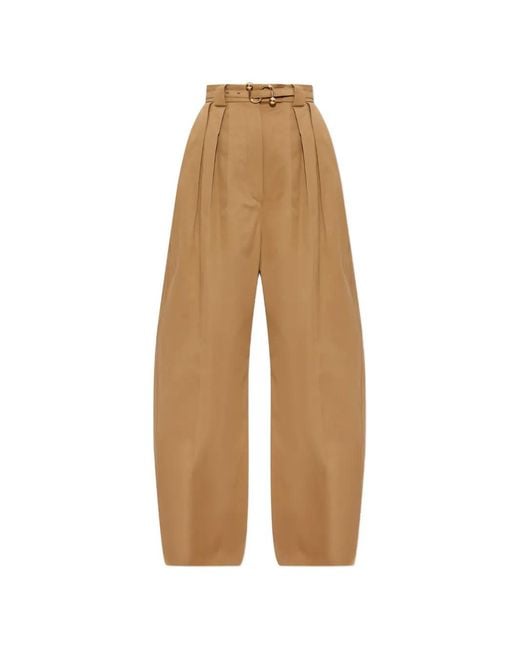 Sportmax Natural Pleated Belted Trousers