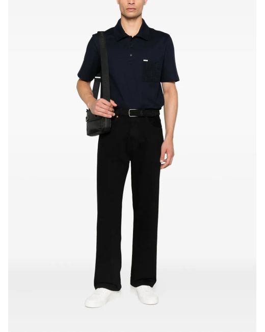 Ferragamo Black Logo-Plaque Polo Shirt for men