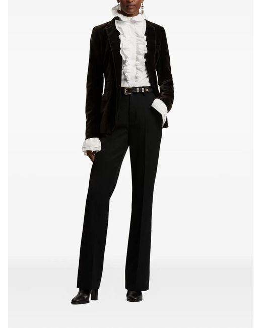Ralph Lauren White Floral-Buckle Leather Belt