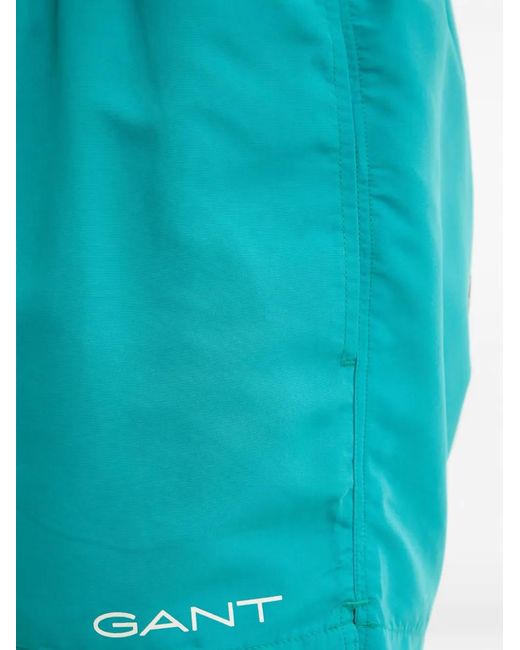 Gant Blue Logo-Print Drawstring Swim Shorts for men