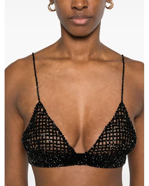 Golden Goose Deluxe Brand Black Crochet Top With Crystals