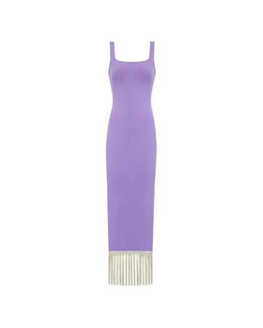 Taller Marmo Purple Lido Fringe-Detail Midi Dress