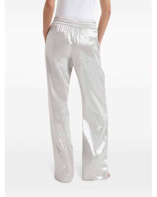 Brunello Cucinelli White Metallic Wide-leg Trousers