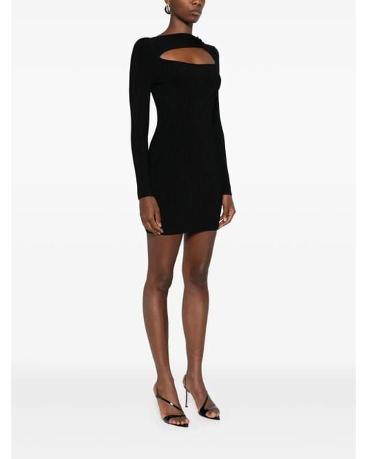 David Koma Black Cut-Out Ribbed Dress
