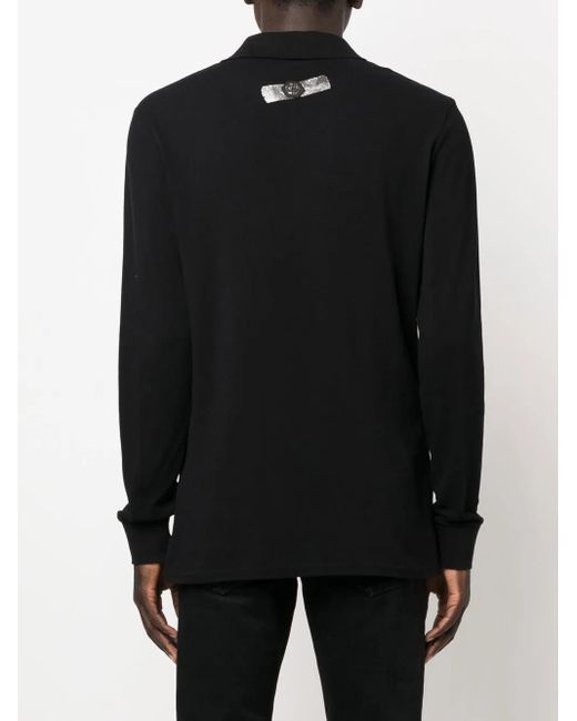 Philipp Plein Black Logo-Print Polo Shirt for men