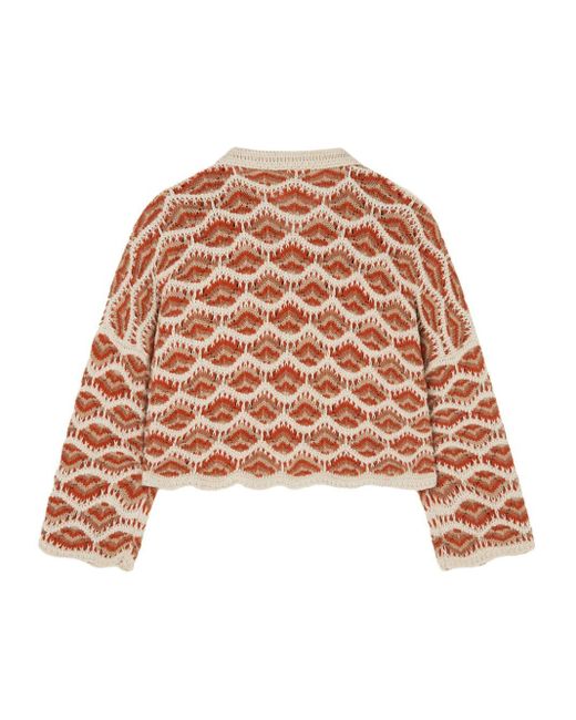 Alanui Orange Hawa Mahal Crochet-knit Polo Jumper