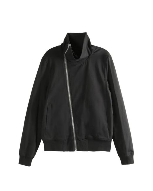 Rick Owens Black Funnel-Neck Zip-Up Jacket for men