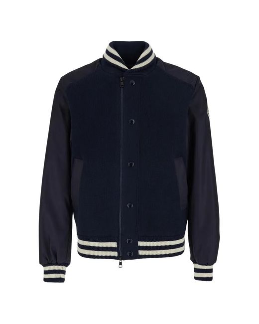 Moncler Blue Striped-Trim Panelled Jacket for men