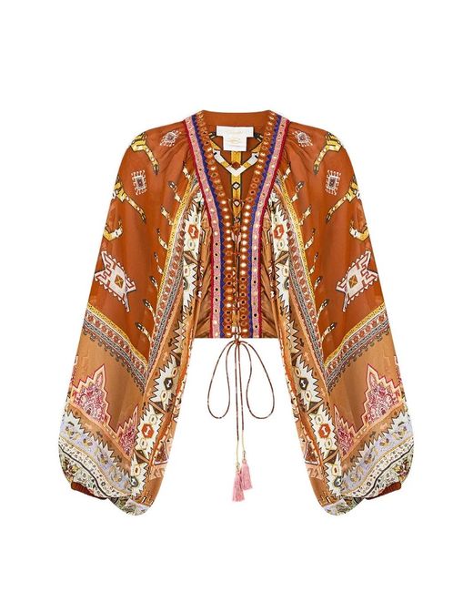 Camilla Orange Graphic-Pattern Blouse