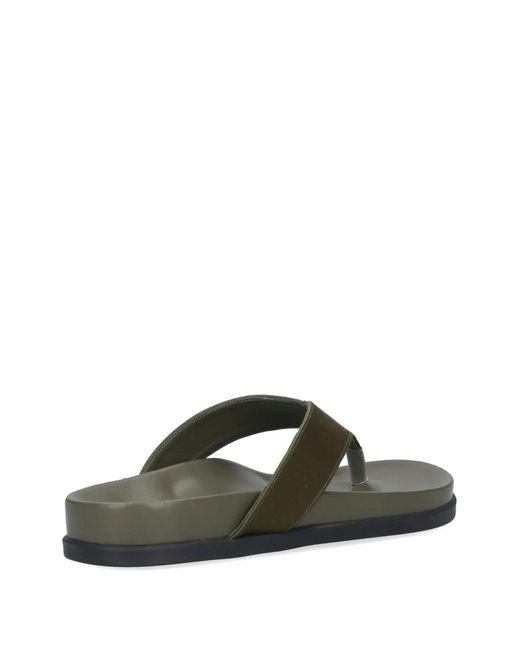Ancient Greek Sandals Green Leather Flat Andals