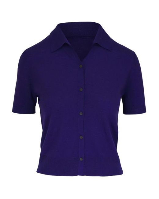 Vince Blue Button-Down Short-Sleeve Top