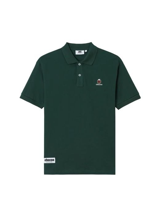 Chocoolate Green Embroidered Polo Shirt for men