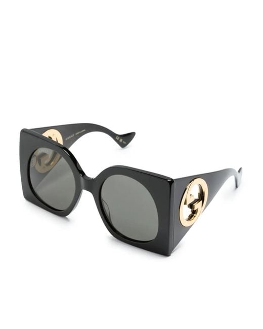 Gucci Gray Oversize Square-Frame Sunglasses