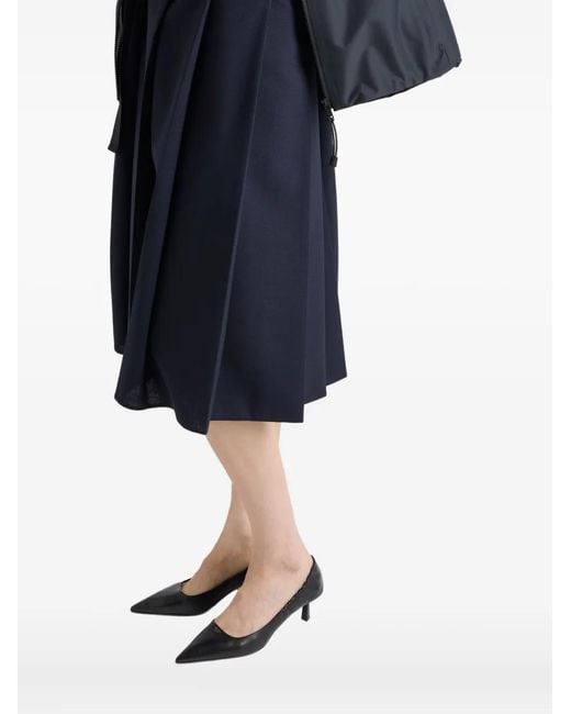 Prada Blue Falten-Midirock mit Schnallengürtel