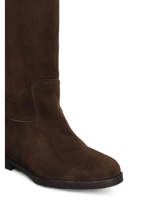 Julie Dee Brown Knee-High Suede Boots