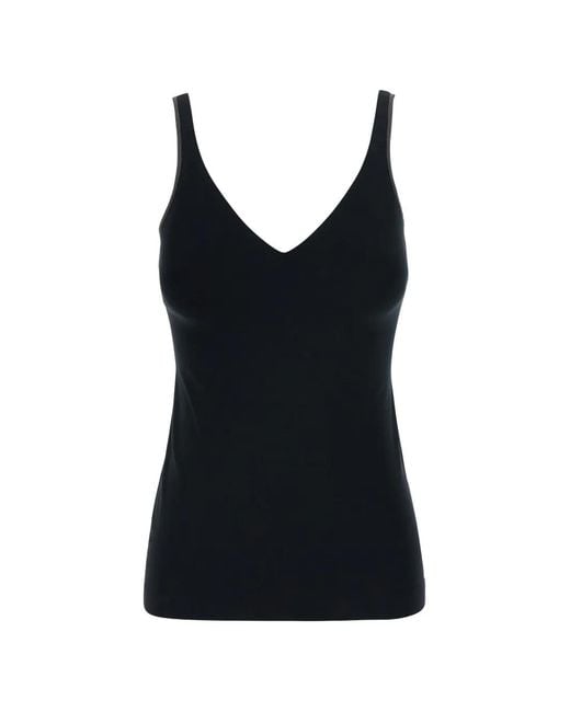 Brunello Cucinelli Black Monili-Trim V-Neck Vest Top