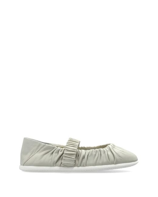 Bogner White Vienna Ruched Strap Ballet Flat