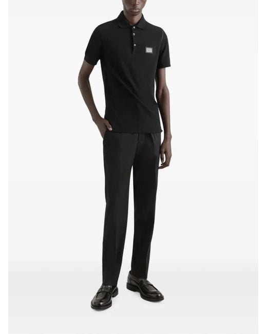 Dolce & Gabbana Black Logo-Tag Tailored Trousers for men