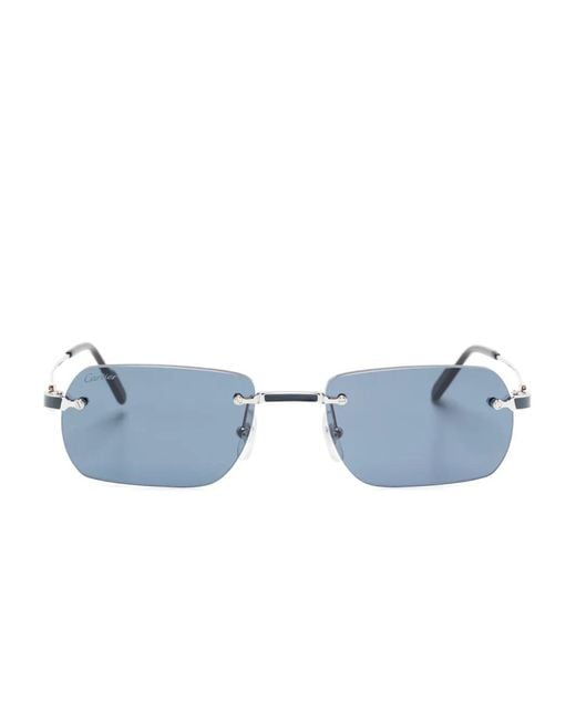 Cartier Blue Rectangle-Frame Sunglasses for men