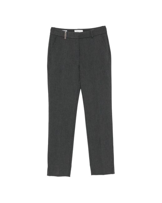 Peserico Gray Straight-Leg Tailored Trousers