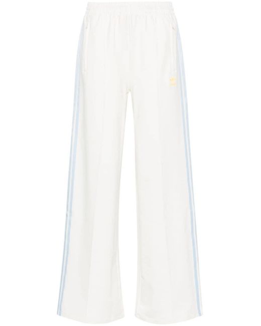 Adidas White 3-stripes Wide-leg Track Pants