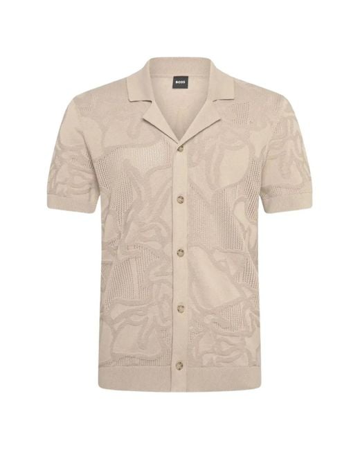 Boss Natural Jacquard-Knit Short-Sleeve Polo Shirt for men