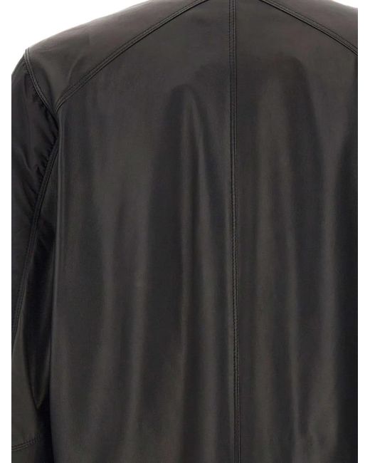 Volfagli Gray Massenzio Leather-Panelled Quilted Jacket for men
