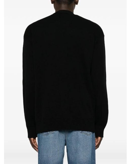 Laneus Black Button-Up Knit Cardigan for men
