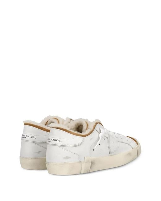 Philippe Model White Prsx Shearling-Lined Sneakers