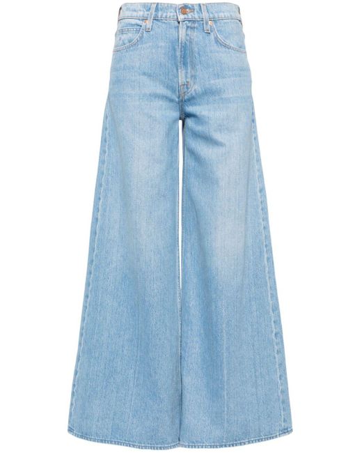 Mother Slung Sugar Cone Sneak Low Waist Flared Jeans in het Blue