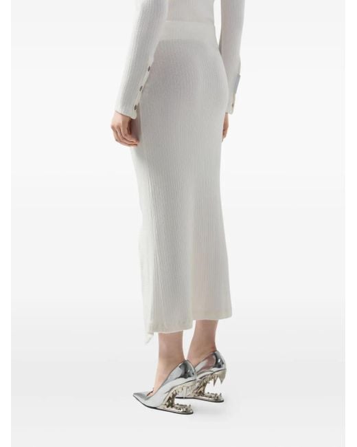 Gcds White Button Ribbed Skirt