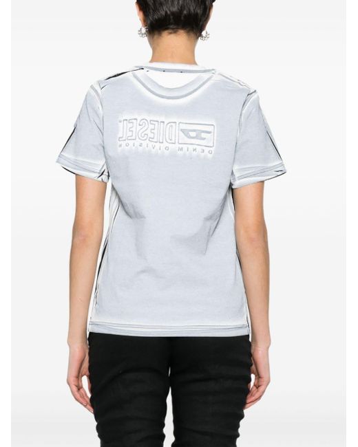DIESEL White T-Shirt mit Knitteroptik